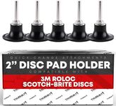 2-inch Conditioning Disc Pad Holder Assembly, Pack of 5-1/4'' Shank - Compatible with 3M ROLOC Scotch-Brite Brand Discs - Speed-Lok TR Quick-Change Attachment