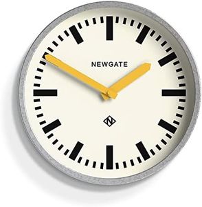 NEWGATE® The Luggage Metal Retro Wall Clock - Newgate Wall Clocks - Designer Station Clock - Perfect as a Kitchen Clock - Office Clock - Round Clock - Metal Clock - Galvanised Case/Yellow Hands