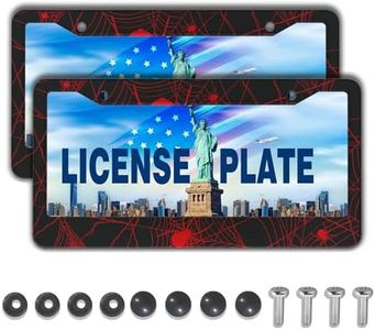 Custom License Plate Frame Red and Black License Plate Frames Red Spider Web Universal Aluminum Car Accessory 2 Pack with Screw Covers Set