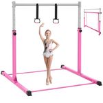 Safly Fun Gymnastics Bar for Kids Ages 3-15 | Sturdy Steel Home Gym, Adjustable Height (3 to 5 ft) with Anti-Slip Base, Easy Assembly
