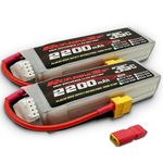 RoaringTop Lipo Battery 3S 2200mAh 11.1V 35C (Continuous Discharge) Softshell Battery with XT60 for RC Airplane RC Helicopter DJI Airplane RC Quadcopter Drone FPV (2PC)