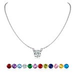 April Birthstone Necklace for Women 925 Sterling Silver Solitaire Cubic Zirconia CZ Diamond Pendant, Silver Collar Chain Choker Crystal Cute Cat Pendant Little Kitty Ear Necklace for Women Girls, Birthday Gift