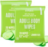 HyperGo Adult Wipes For Elderly - 12"x12" 40ct Adult Wipes Extra Large - Refreshing Body Wipes for Adults Bathing No Rinse - Thick Incontinence Disposable Washcloths, All Natural Cucumber Shower Wipes