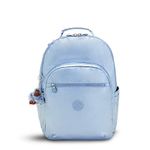 Kipling Seoul Extra Large Metallic 17" Laptop Backpack, Pebble Blue Met, 13.5"L x 18.25"H x 7.75"D, Classic