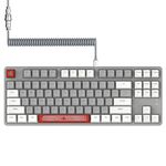 Magic-Refiner AK873 Gaming Keyboard,Rainbow Led Backlit,Hot-Swappable Linear Red Switch,PBT Keycap,75% TKL Layout,Ergonomic Mechanical Keyboard with Custom Coiled USB/Type-C Aviation Cable(White Grey)