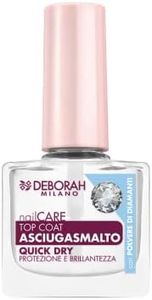 Deborah Milano - Smalto Top Coat Asciugasmalto per Unghie, Accelera l'Asciugatura e Sigilla il Colore, con Polvere di Diamanti per Donare Brillantezza Estrema, 8.5 ml