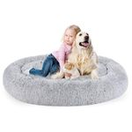 Dog Bed, Calming Dog Beds, Anti-Anxiety Indoor Round Dog Bed, Faux Fur Pet Donut Cuddler Round Plush Bed for Medium Large Dogs, Pet Bed