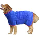 HhiMyOct Dog Drying Coat-Fast Drying Dog Towel Robe-Microfiber Dog Drying Bag Super Absorbent Pet Bathrobe,Adjustable Collar&Belly Strap Fast Drying Coat Pet Dog Cat Bath Robe Towel (X-Large, Blue)