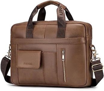 SPAHER Mens Leather Laptop Bag Briefcases for Men 14 Inch Leather Briefcase Business Work Laptop Handbag Shoulder Bag Messenger Bag with Removable Strap