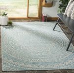 SAFAVIEH Courtyard Collection Area Rug - 4' Square, Light Grey & Aqua, Non-Shedding & Easy Care, Indoor/Outdoor & Washable-Ideal for Patio, Backyard, Mudroom (CY8734-37112)