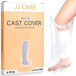 JJ CARE Leg Cast Cover [Pack of 4], Leg Shower Protector After Surgery, Reusable Waterproof Cast Cover for Leg, Adult Leg Cast Protector for Broken Leg, Wounds, and Burns