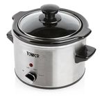 Tower T16020 Infinity Compact Slow Cooker with Keep Warm Function, 1.5L, 120W, Stainless Steel