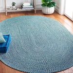 imsid Handmade Braided Oval Jute Cotton Rug | Dust Proof | Carpets for Bathroom, Entrance,Kitchen,Entry Gate, Living Room | Bedside Runner | Decorator (6x9 feet, green mix)