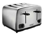 Russell Hobbs 4 Slice Toaster with Perfect Toast Technology for improved evenness (Wide slots, Lift & look feature, 6 Browning levels, Frozen & Cancel function, 1700W, Brushed & Stainless Steel) 24090