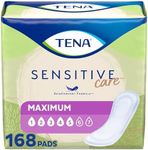 TENA Sensitive Maximum Bladder Control Pads, Incontinence, Heavy Absorbency, 56 Count, 3 Packs, 168 Total