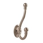 HASWARE 6 PCS Double Prong Robe Hook, Large Dual Coat Hooks with 12 Pieces Screws Wall Mounted Hooks Robe Antique Hooks Hangers Heavy Duty for Home Coats Hat Clothes Hanger Towel Keys (Satin Nickel)