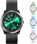 Kids Analog Watch for Girls Boys Children Teens,5-18 Years Old,Learning Time and Easy to Read,Minimalist Wrist Watch with Soft Band,5ATM Waterproof (Black-Green)