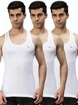 Lux Cozi Men's Pack of 3 White Round Neck Sleeveless Cotton Vest (Size : 80cm)