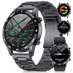 LIGE Smart Watch for Men AMOLED Display, 2 Straps, Answer/Make Call, Fitness Watch 100+ Sports Modes, Heart Rate/SpO2/Sleep Monitor Smartwatch for Android iOS Phones, Black