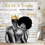 Kalmico African American Shower Curtain 60Wx72L Inch Quotes Inspirational Motivational Black Woman Man Afro King Queen Positive Couple Bathroom Set Accessories Decor with 12 Pack Hooks