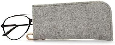 Graf Lantz Eyeglass Sleeve - 100% Merino Wool and Leather - Protective, Scratch Free Material (Granite)