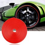 Kardeck 8M RED Car Universal Alloy Wheel Rim Ring Tyre Guard Edge Protector Beading Alloy Wheel Edge Ring Rim Protectors Tyres Tire Guard Rubber Moulding Sticker (Red)