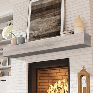 Eshoma Fireplace Mantel - Handcrafted Wood Mantles for Over Fireplace - Wall Mounted Fireplace Mantel Shelf - Floating Fireplace Mantel for Living Room Decor - 72 Inch - Aged Gray
