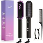 VKK Hair Straightener Brush, Hair Straightener Comb with 25s Fast Heating Ceramic PTC, 5 Temp Settings & Anti-Scald, Straightening Brush for Women, Professional Hair Tools for Styling