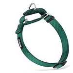 Hyhug Traffic Nylon Not Escapable Martingale Dog Collar for Large Breeds Boy and Girl Dogs - Daily Use Walking and Professional Training. (Large, Dark Green)