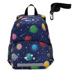 Space Planets Stars Kids Toddler Backpack with Leash Harness Cartoon Kindergarten Child Schoolbag Preschool Nursery Baby Travel Bag for Boys Girls 3-8 Years