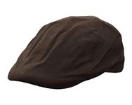 WALKER AND HAWKES - Premium Olive British Wax 6-Panel Bernard Duckbill Waterpoof Flat Cap Unisex - Brown - X-Large (60cm)