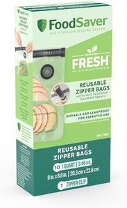 FoodSaver Reusable Vacuum Zipper Bags, Use with FoodSaver Handheld Sealer, Quart-Size (946 mL), 10 Pack