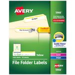 Avery Yellow File Folder Labels for Laser and Inkjet Printers with TrueBlock Technology, 2/3 inches x 3-7/16 inches, Box of 1500 (5966)