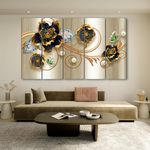 The Castle Decor-Modern floral painting with frame 5 Big Size (27x48) Multiple Frames Wall Art Painting for living room,Bedroom,Drawing room,Hotels-Wooden Framed-Digital Painting