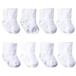 Gerber Baby 8-Pair Sock, White, 0-6