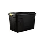 Strata Heavy Duty Storage Case with Lid and Wheels 110 Litres, 77 x 42 x 54 cm - Black