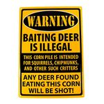 Baiting Deer Warning Funny Embossed Metal Hunting Sign Garage Bar Wall Decor