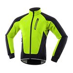 ARSUXEO Men's Winter Cycling Jacket Thermal Fleece Softshell MTB Bike Outwear Windproof Waterproof 20B Green Size Medium