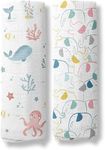 Haus & Kinder Muslin Swaddle Wrap for Baby - Baby Swaddle Wrap for New Born | Perfect Cotton Swaddle for New Born Baby | Breathable Muslin Cloth for Baby | 100cm x 100cm | Pack of 2 (Ocean - Elephant)