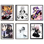 hollow ghost slayer Hollow Demon Ichigo Sword of Katen Freeze Rukia Yachiru Colorful Japanese Anime Canvas Wall Art Print Poster for Decor,Set of 6,No Frame,8 x 10 Inches