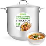 NutriChef 19-Quart Stainless Steel Stock Pot - 18/8 Food Grade Heavy Duty Induction Large Stock Pot, Stew Pot, Simmering Pot, Soup Pot with See Through Lid, Dishwasher Safe - NutriChef NCSP20