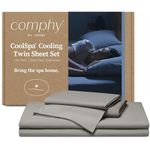 Comphy by Coop CoolSpa Cooling Bed Sheets, 4 Piece Twin Sheet Set, Dove Grey Breathable, Cooling and Super Soft Sheets, Luxury Spa & Hotel Quality Twin Sheets, Cooling Sheets Twin Size Bed Set