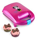 Disney Minnie Mouse Mini Cupcake Maker with Cupcake Liners by Select Brands - Mini Cupcake Iron & 100 Cupcake Liners for Baking - Includes Candy Bow Mold & Recipes - Makes 4 Mini Cupcakes