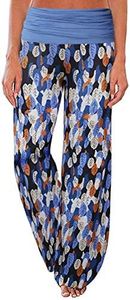 Gracyoga Women's Comfy Pajama Pants Wide Leg Lounge Palazzo Yoga Pants Stretch Casual Floral Print Fold Waist Pants