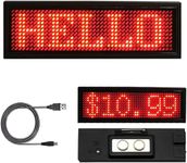 Red LED Name badge 44x11 Pixels Rechargeable LED Business Card Screen with USB Programming Digital Sign Display for Restaurant Shop Exhibition Nightclub Hotel