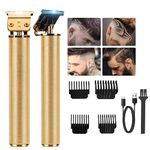 TIUPA Professional Hair Trimmer, Zero Gapped T-Blade Close Cutting Hair Clippers for Men Rechargeable Cordless Trimmers for Haircut Beard Shaver Barbershop (4 Combs, Gold), Battery Powered