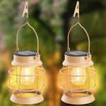 2 Pack Solar Lantern Outdoor Lights, Solar Lights Outdoor Waterproof, Hanging Outdoor Solar Lanterns Lights, Solar Powered Lanterns for Yard Garden Decor