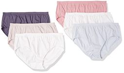 JUST MY SIZE Women's Pure Comfort Cotton Brief Underwear, 6-Pack, Assorted Color, 14 (Pack of 6)