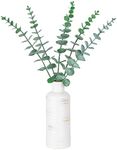 Dahey Ceramic Vase with Artificial Eucalyptus Set, Faux Eucalyptus Stems Modern Farmhouse Home Decor Fake Flowers with Vase Greenery for Entryway, Bookshelf, Table Centerpieces, Living Room