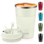 KETIEE Travel Mug Insulated Coffee Cup with Leakproof Lid, Reusable Coffee Cups Travel, Double Walled Coffee Travel Mug, Stainless Steel Coffee Mug for Hot Cold Drinks, 380ml Cream